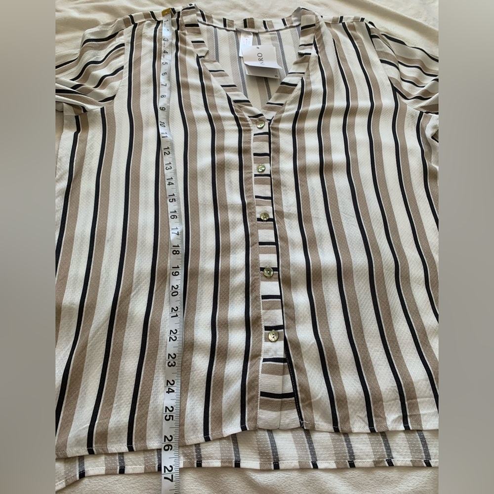 NWT Hanro Sleep & Lounge Stripe Woven V-Neck Button-Down Shirt Size Small - Picture 12 of 16